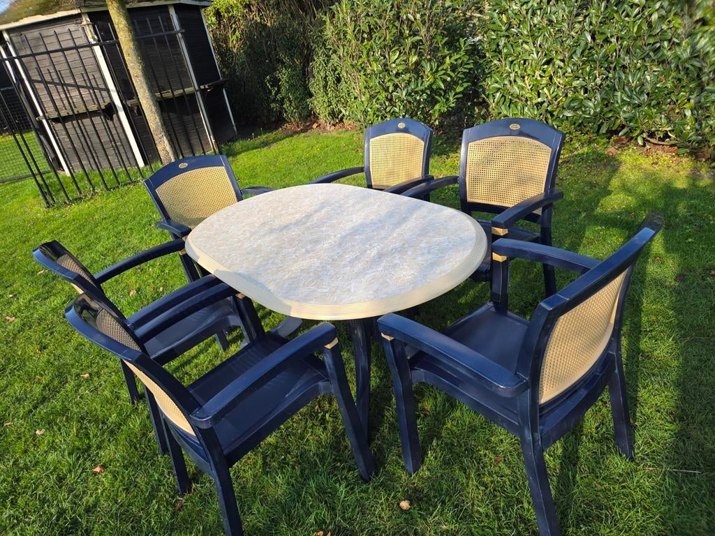 Hartman tuinset met 6 stoelen, Ophalen, Kunststof, Gebruikt, 6 zitplaatsen