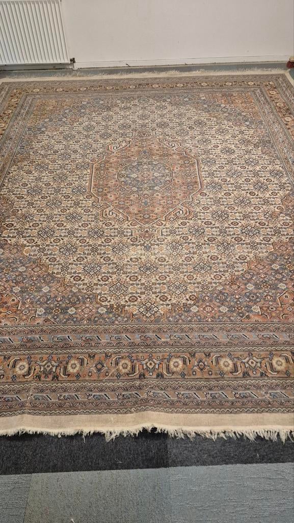 Groot xxl Perzisch tapijt 370x310  wollen vloerkleed, Crème, Groot perzisch tapijt 350x250 wollen vloerkleed handgeknoopt, 200 cm of meer