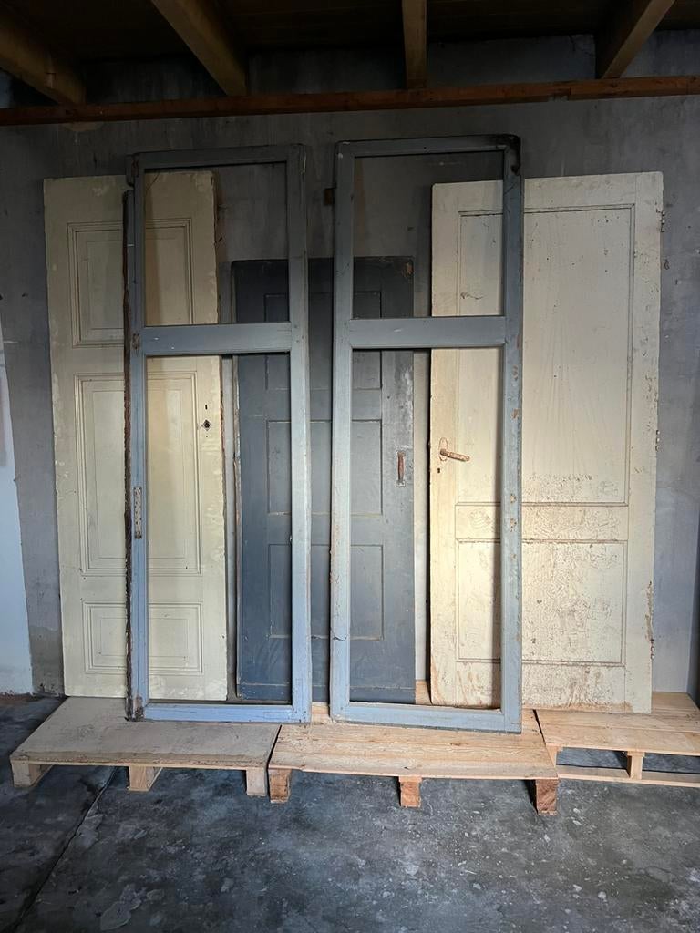 5 Oude DEUREN paneeldeuren schuifdeur dubbele terrasdeuren, Ophalen, Gebruikt, Binnendeur, 200 tot 215 cm
