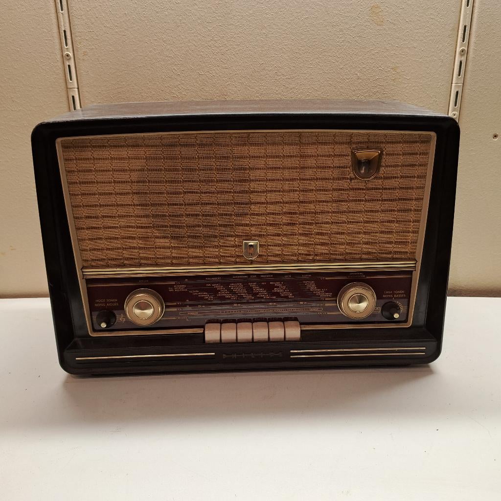 oude Philips buizen radio  bakeliet BX453a, Ophalen of Verzenden, Niet werkend, Radio