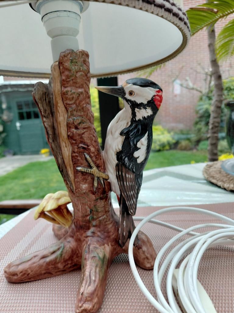 Bijzondere schemerlamp met specht. Merk: W. Goebel  1976, Ophalen of Verzenden, Gebruikt