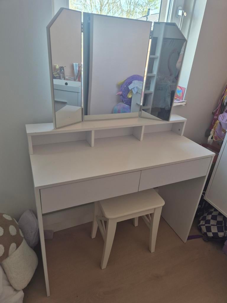 Kaptafel met krukje, Ophalen, Gebruikt, 100 tot 150 cm, 50 tot 100 cm