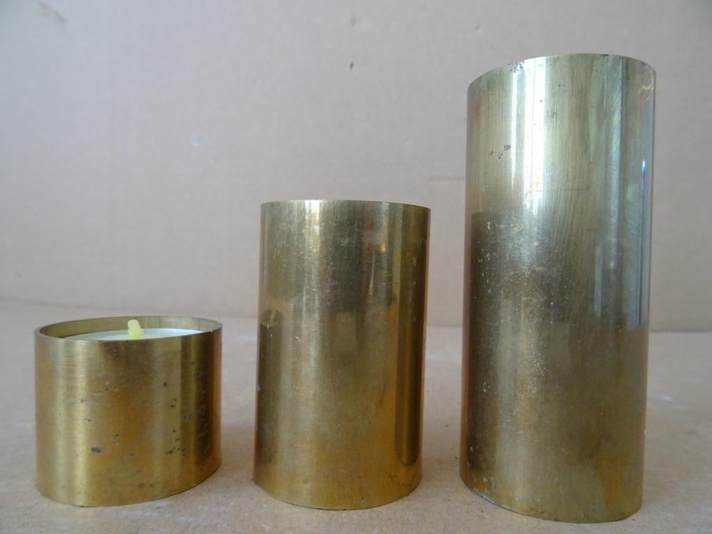 Curiosa koperen waxinehouders theelichten van granaathulzen, Ophalen of Verzenden