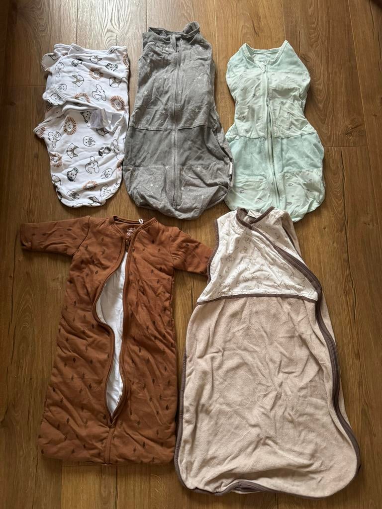 5 Slaapzakken/Swaddles Newborn - Prenatal, Meyco, Happiest B, Ophalen of Verzenden, Zo goed als nieuw, Minder dan 70 cm, Slaapzak