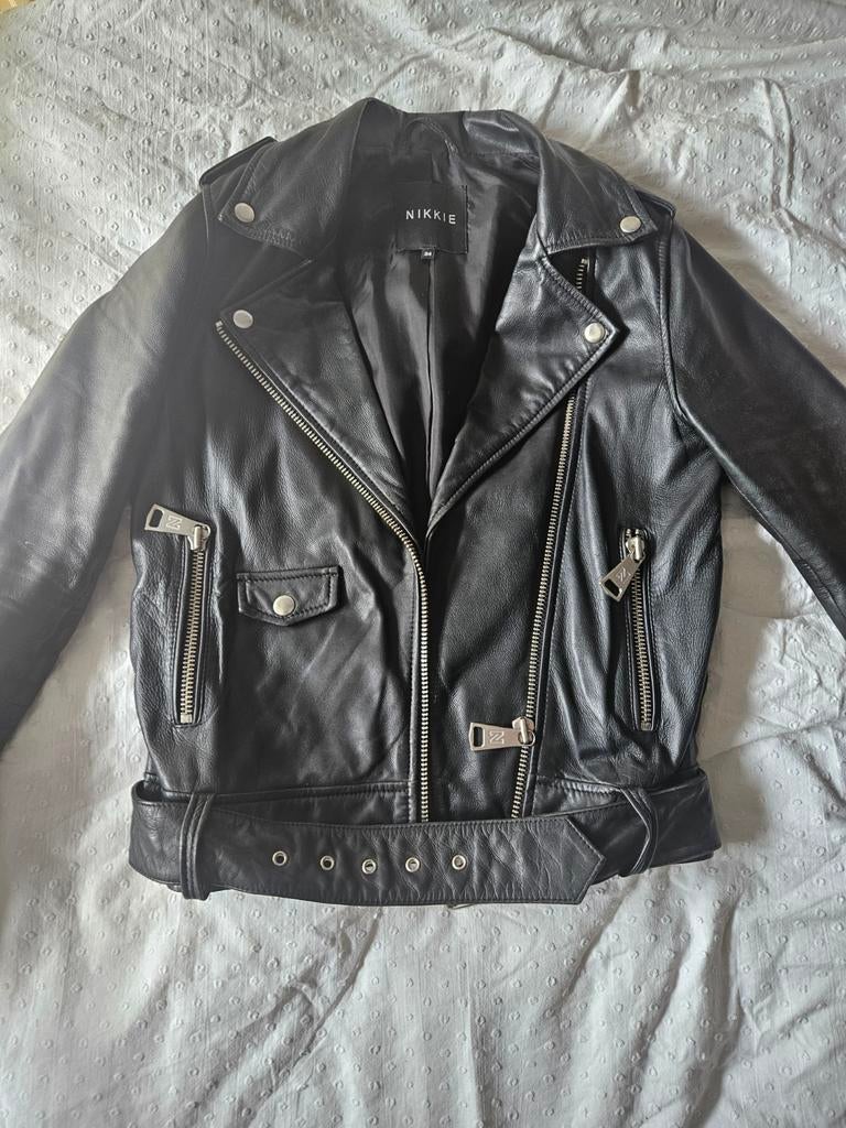 Nikkie echte leren jas, Ophalen of Verzenden, Gedragen, Maat 34 (XS) of kleiner, Zwart