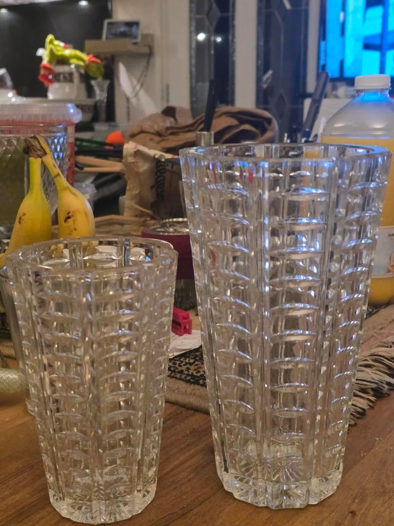 Set van 2 Art Deco kristallen vazen (31/32), Ophalen of Verzenden