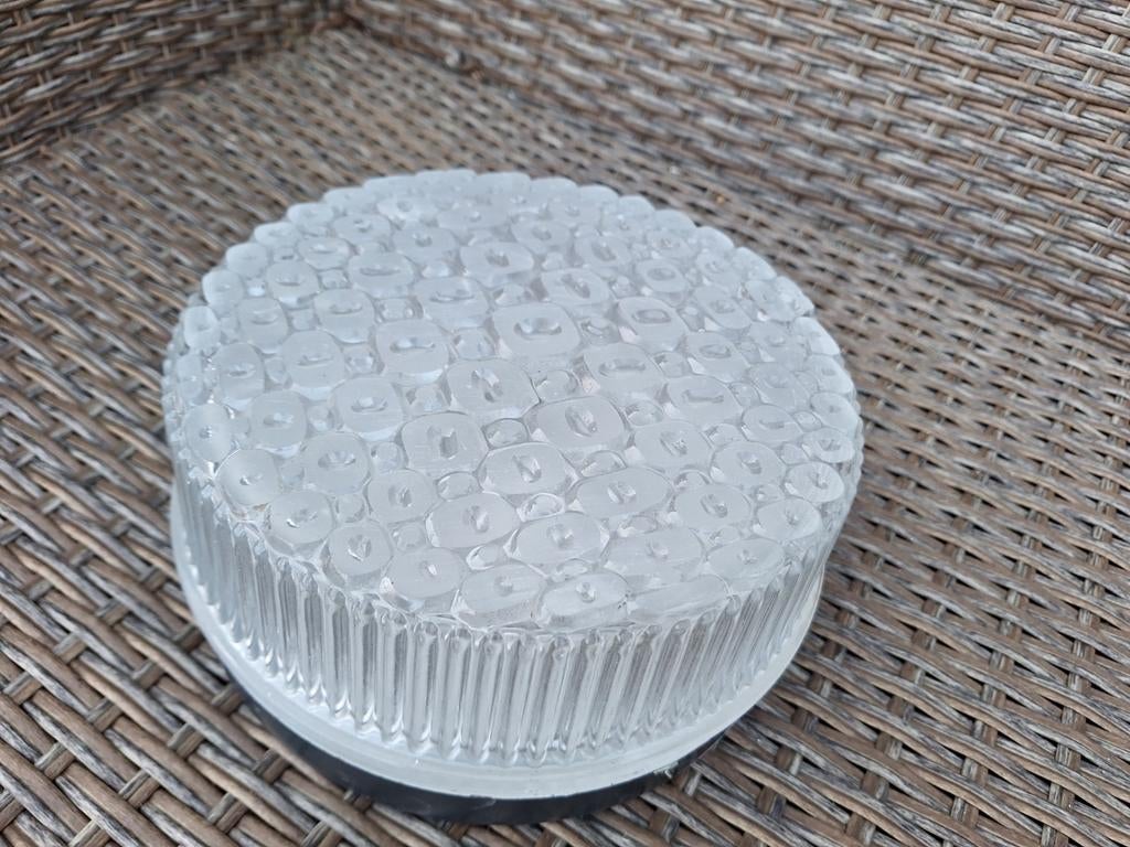 Vintage glazen RZB plafondlamp - Bubbelpatroon, Ophalen, Gebruikt, Glas, Vintage, Retro