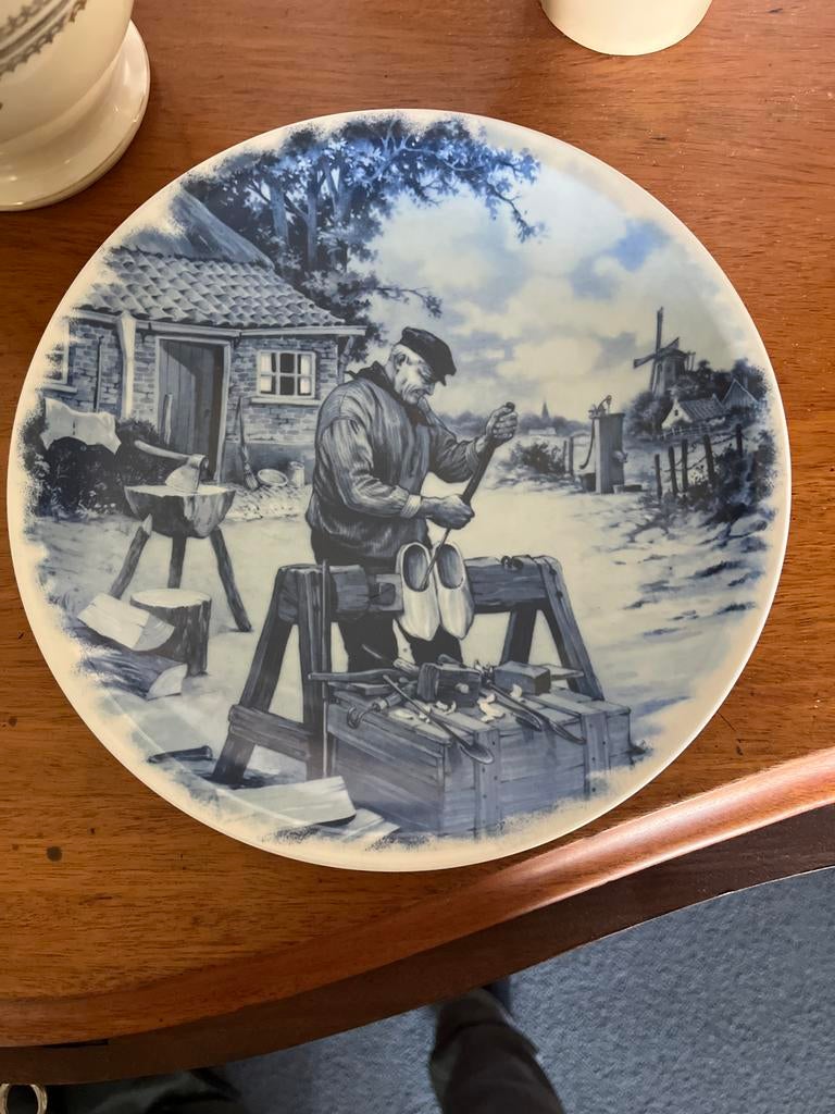 Delfts blauw decoratiebord - Klompenmaker, Antiek en Kunst, Ophalen of Verzenden
