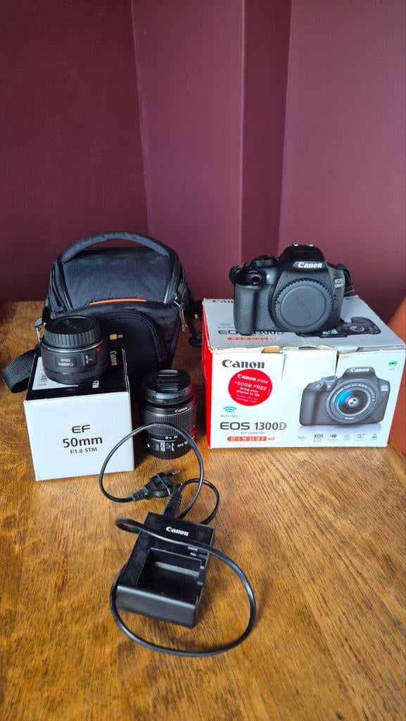 Canon EOS 1300D spiegelreflexcamera kit met 2 lenzen, Ophalen, Spiegelreflex, Canon, Zo goed als nieuw