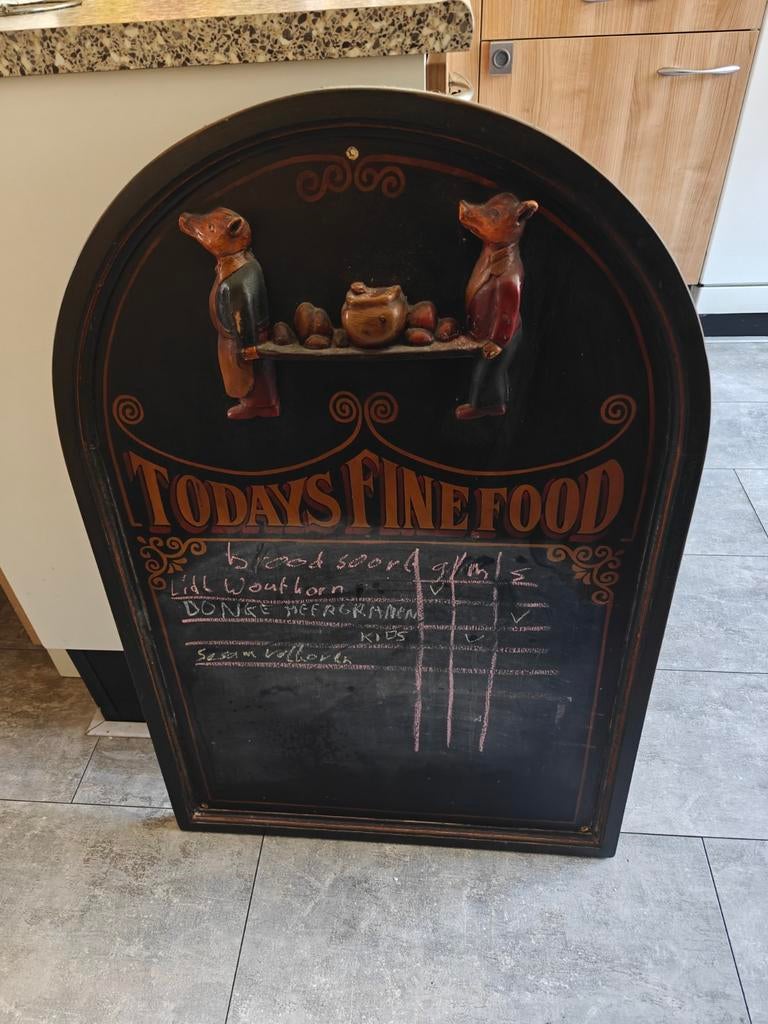 Mooi krijtbord met varkens restaurant bord, Ophalen of Verzenden