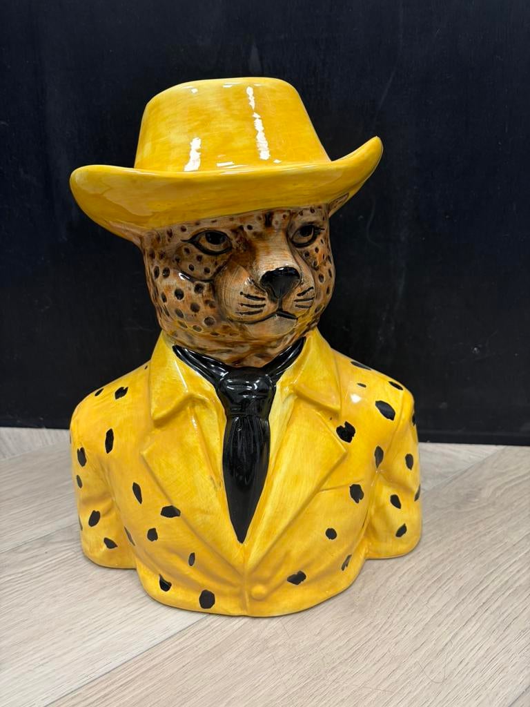 Leopaard vaas, Overige kleuren, Ophalen of Verzenden, 75 cm of meer, Glas