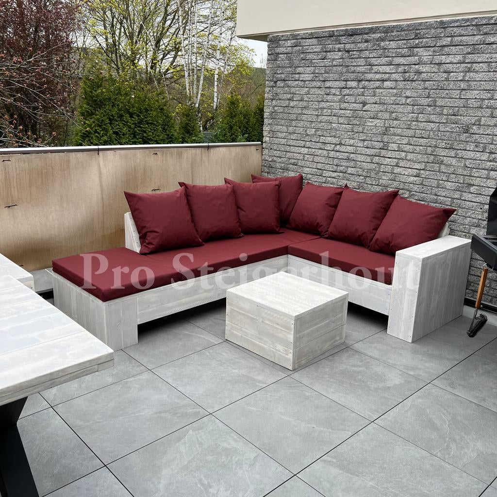 Steigerhout Loungeset Loungebank Hoekbank Tuinbank Tuinset, Tuin en Terras, Steigerhout, Nieuw, Ophalen of Verzenden, Eettafel