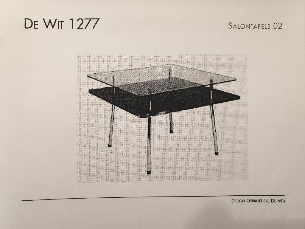 Salontafel De Wit 1277   LxBxH: 80x80x50cm, Huis en Inrichting, Tafels | Salontafels, Ophalen, 100 tot 150 cm, Retro  De Wit  Gispen