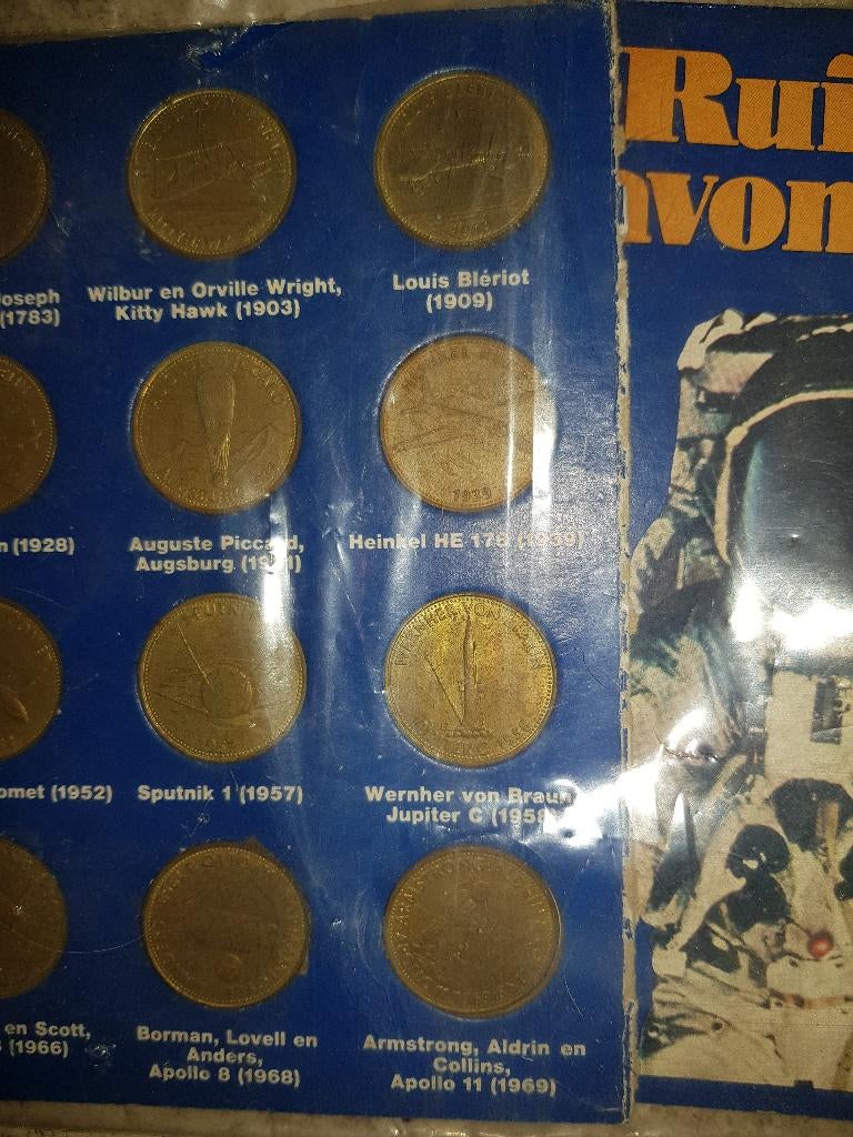 Munten shell ruimtevaart, Postzegels en Munten, Penningen en Medailles, Ophalen of Verzenden, Overige materialen