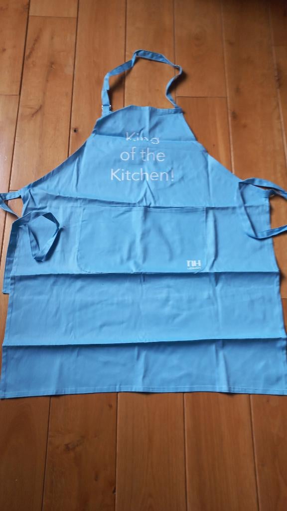 schort "King of the kitchen"- nieuw, Huis en Inrichting, Keuken | Textiel, Ophalen of Verzenden, Nieuw, Blauw, Schort