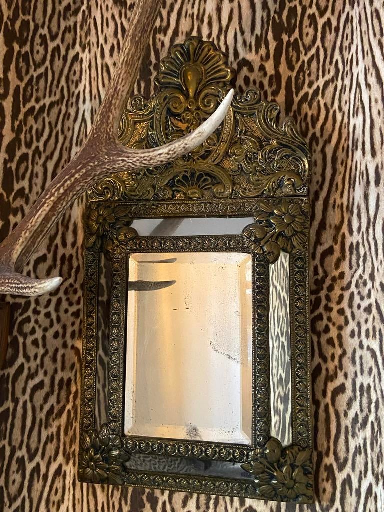 Antieke Franse wandspiegel ca. 1900 origineel glas, Ophalen of Verzenden, Rechthoekig, Minder dan 50 cm, Minder dan 100 cm