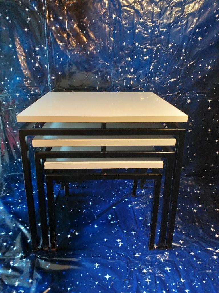 MIMISET NESTINGTABLES PASTOE BRAAKMAN RETRO, Huis en Inrichting, Minder dan 45 cm, Minder dan 55 cm, Gebruikt, Vierkant