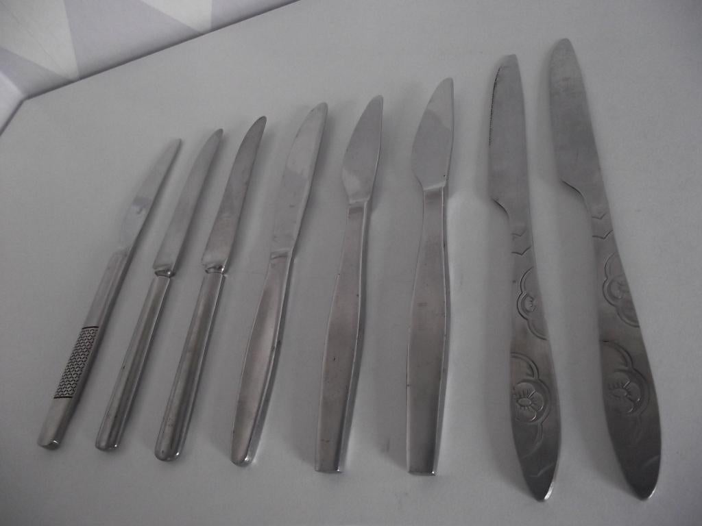 9 vintage klein mes 16-17cm div. merk dessert mes ook KLM ps, Antiek en Kunst, Antiek | Bestek, Ophalen of Verzenden