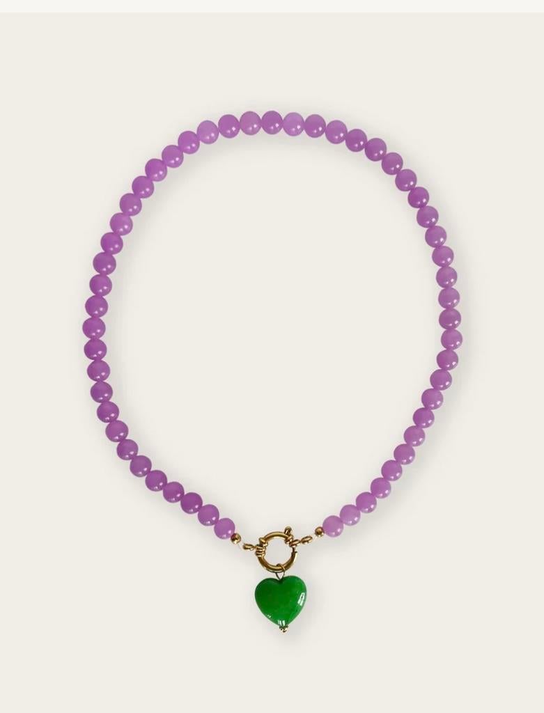 Mooie ketting Summer of Love met hart, Paars, Nieuw, Ophalen of Verzenden, Overige materialen