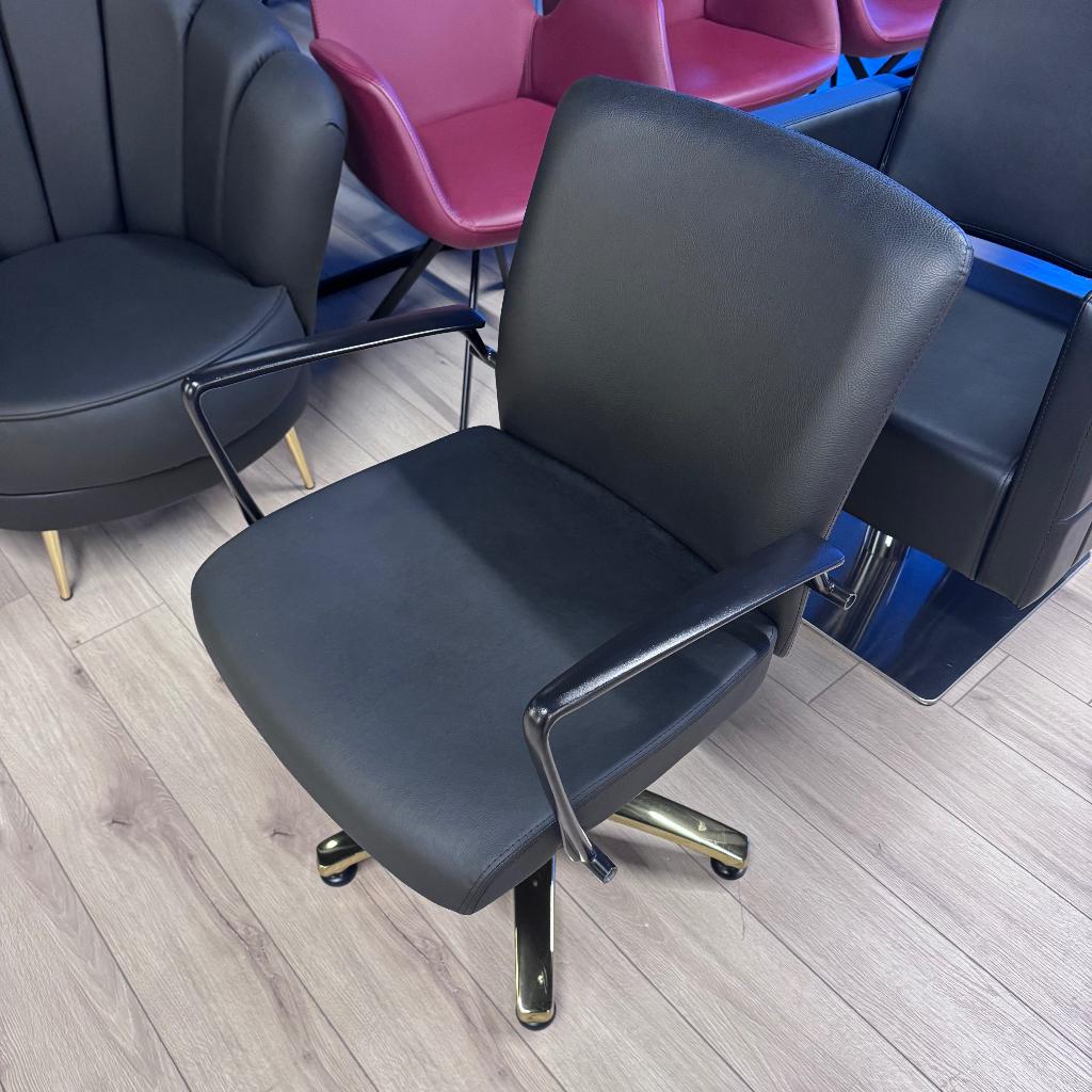 knipstoel kappersstoel zwart pompstoel goud sterpoot, Ophalen of Verzenden, Nieuw