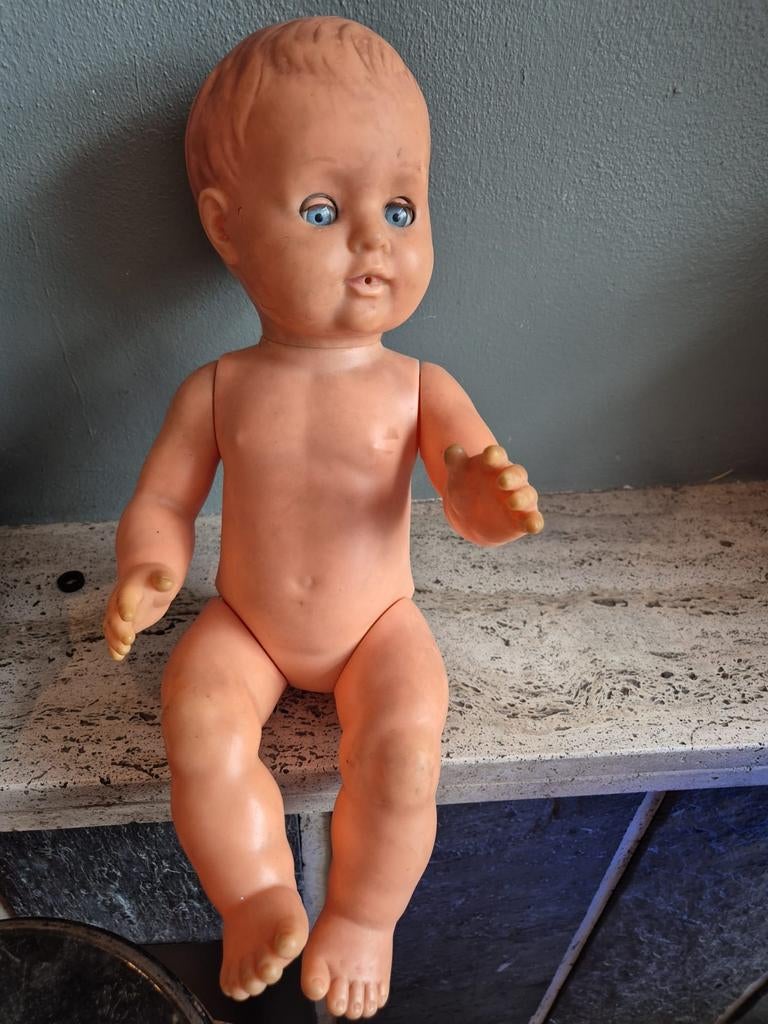 Vintage Schildkröt Babypop - Duitsland - Drink & Geluid, Verzamelen, Poppen, Gebruikt, Babypop, Ophalen of Verzenden