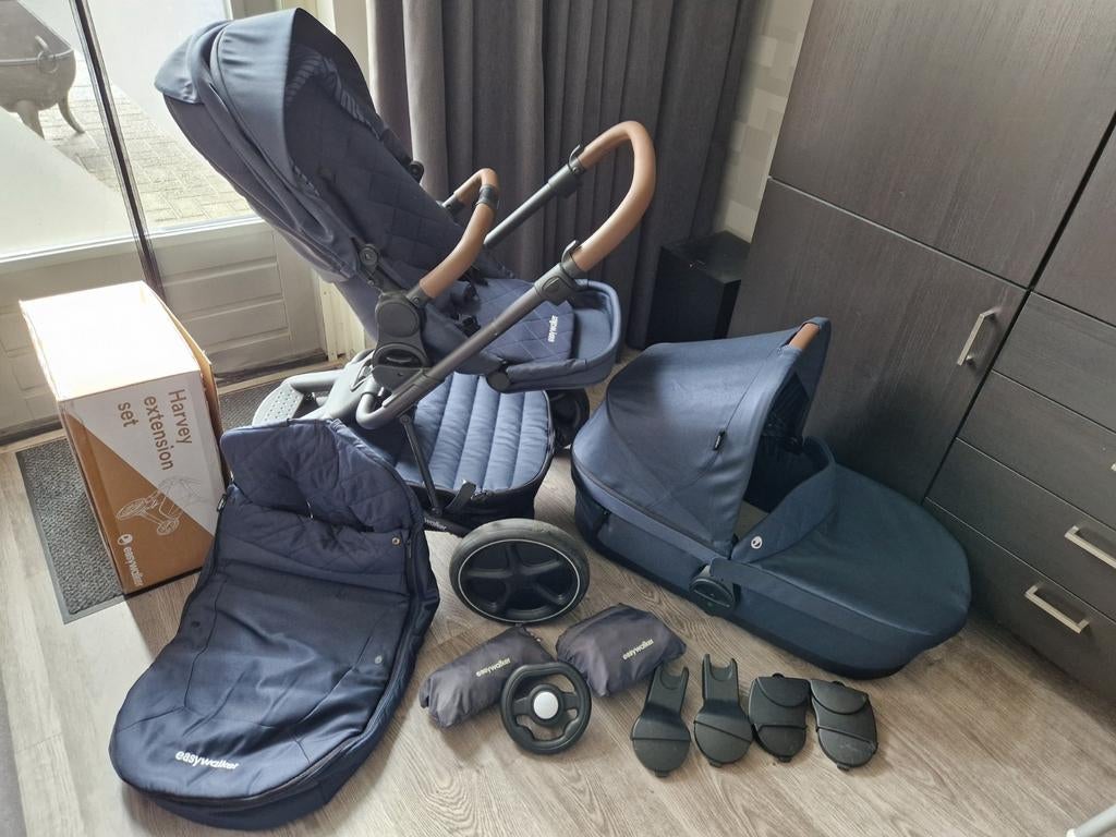 Easywalker Harvey 3 Premium (o.a. reiswieg en 2 zittingen), Zo goed als nieuw, Combiwagen, Verstelbare duwstang, Ophalen