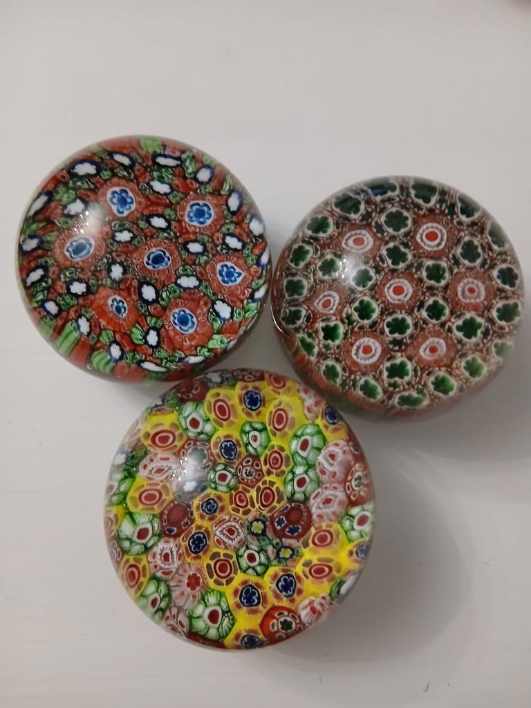 Drie Vintage Murano Glazen Paperweights, Ophalen of Verzenden