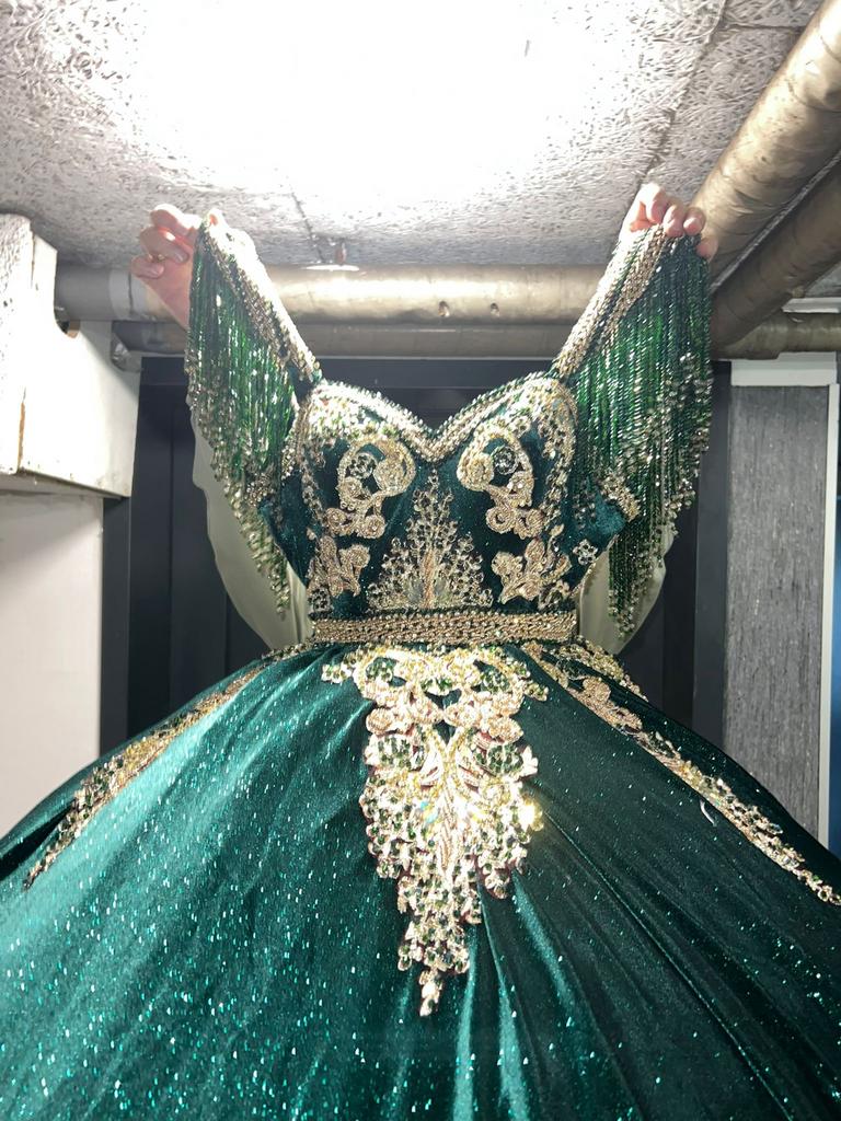 Prachtige Henna/Verlovingsjurk, Ophalen, Zo goed als nieuw, Maat 34 (XS) of kleiner, Onder de knie