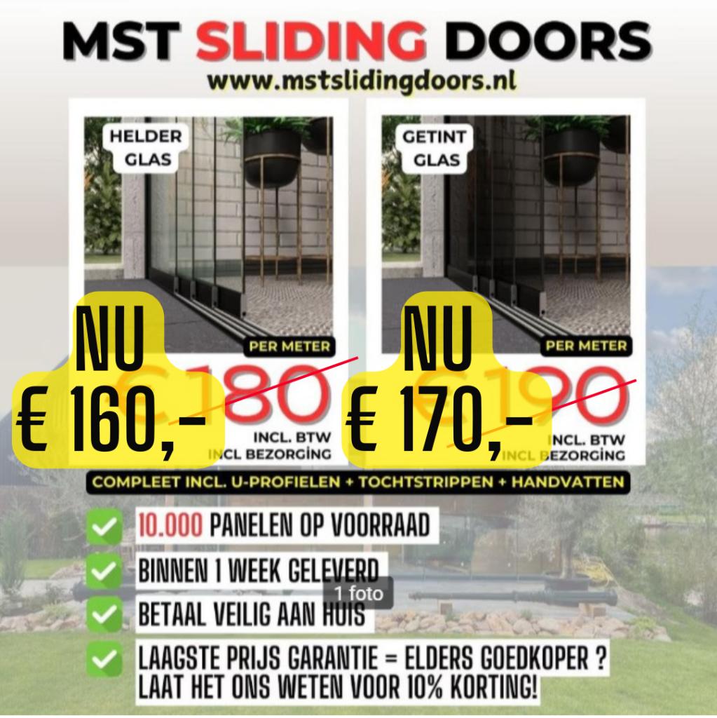 Glazen schuifwanden - Getint - Helder - levering & montage !, Ophalen of Verzenden, Nieuw, Veranda