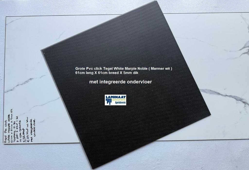 Grote Pvc click Tegel Carrara Marmer 61cm X 61cm €29,95p/m2, 75 m² of meer, Wit, Nieuw, Ophalen of Verzenden