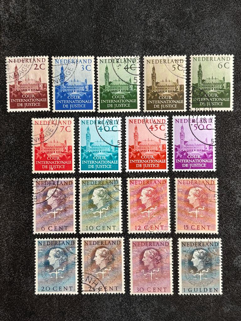 1951-53 NVPH D27-43 Cour de Justice, Gestempeld, Ophalen of Verzenden, Na 1940, Gestempeld