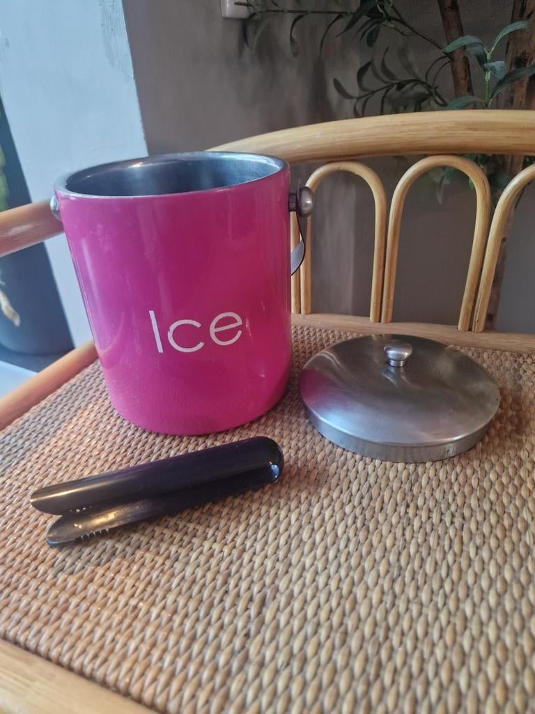 emaille ijsemmer met deksel en ijstang, Huis en Inrichting, Keuken | Keukenbenodigdheden, Gebruikt, Ophalen of Verzenden