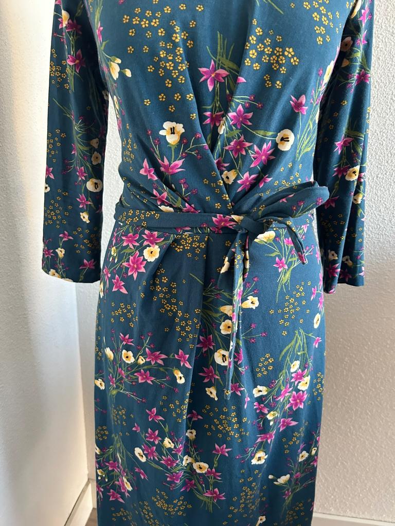 King Louie maat L blauwe bloemen jurk 2889, Blauw, Maat 42/44 (L), Ophalen of Verzenden, Zo goed als nieuw