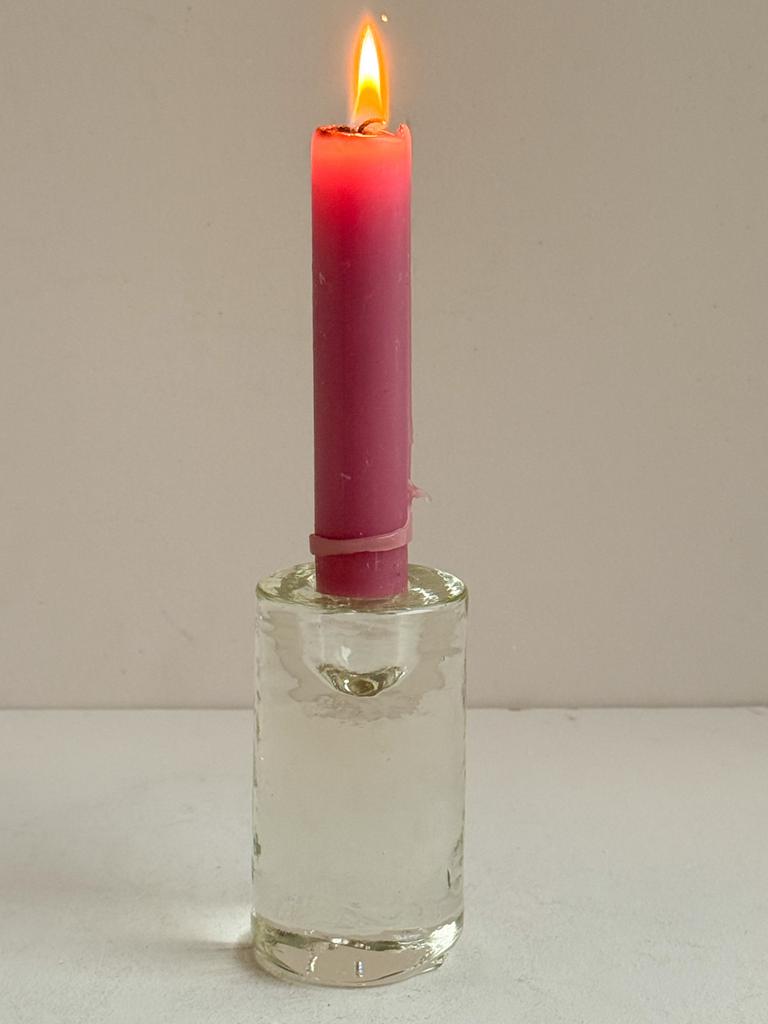 Glazen Kandelaar - Iittala Arkipelago Stijl?, Overige materialen, Gebruikt, Wit, Ophalen of Verzenden