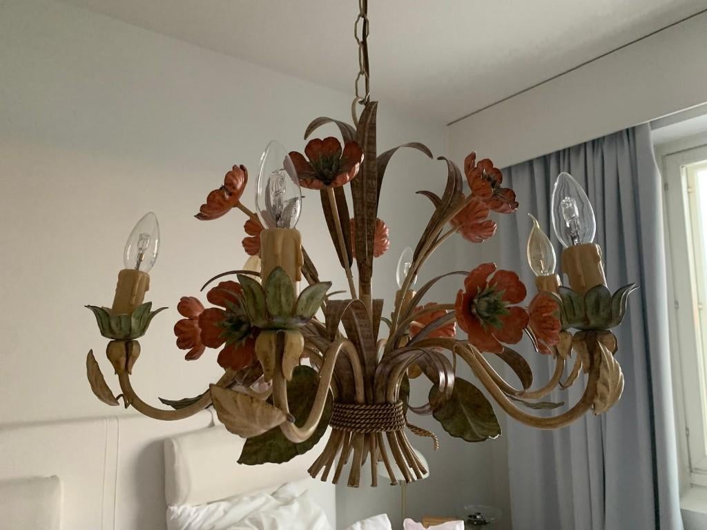 Prachtige Vintage  Toleware Florentijnse Kroonluchter, Ophalen, Gebruikt, Metaal, Toleware