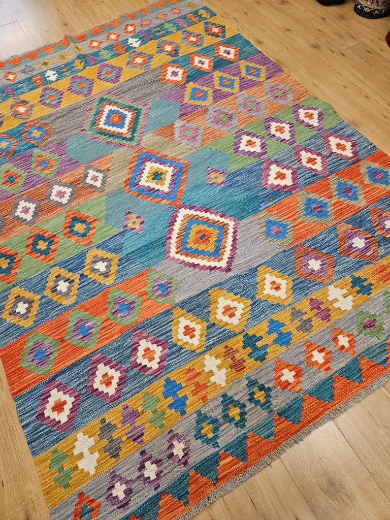 Handgeweven oosterse wollen kelim 237x171, Info@SlatsAntiek.nl, Crème, Herenstraat 31 l, 150 tot 200 cm