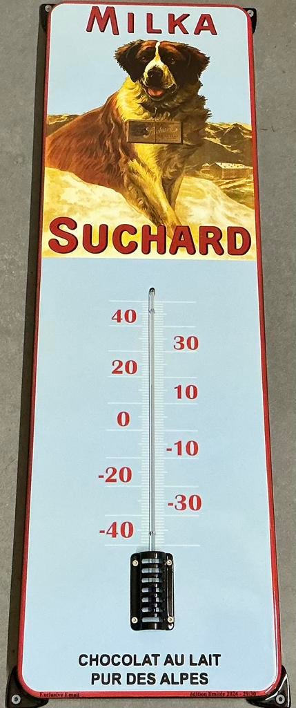 Emaille  thermometer MILKA suchard chocolade groot formaat, Ophalen of Verzenden, Gebruikt, Speelkaart(en)