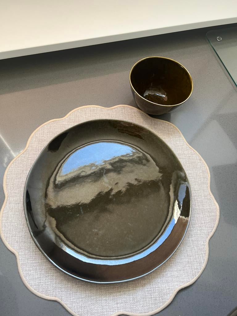 Serviesset groen kwantum, Ophalen of Verzenden, Zo goed als nieuw, Overige stijlen, Kop(pen) en/of Schotel(s)