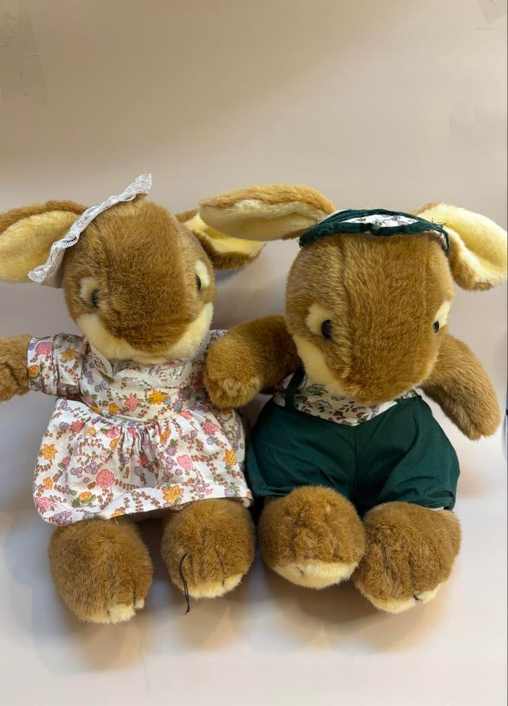 Vintage Pluche Konijnen Knuffels - Jaren 80, Ophalen of Verzenden, Zo goed als nieuw, Konijn