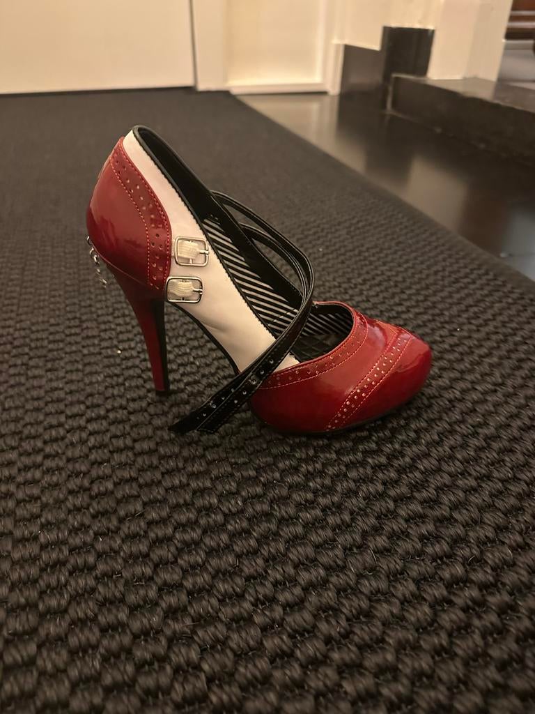 Carnavals Hakken Rood/Wit Maat 36/37, Ophalen, Nieuw, Rood, Pumps