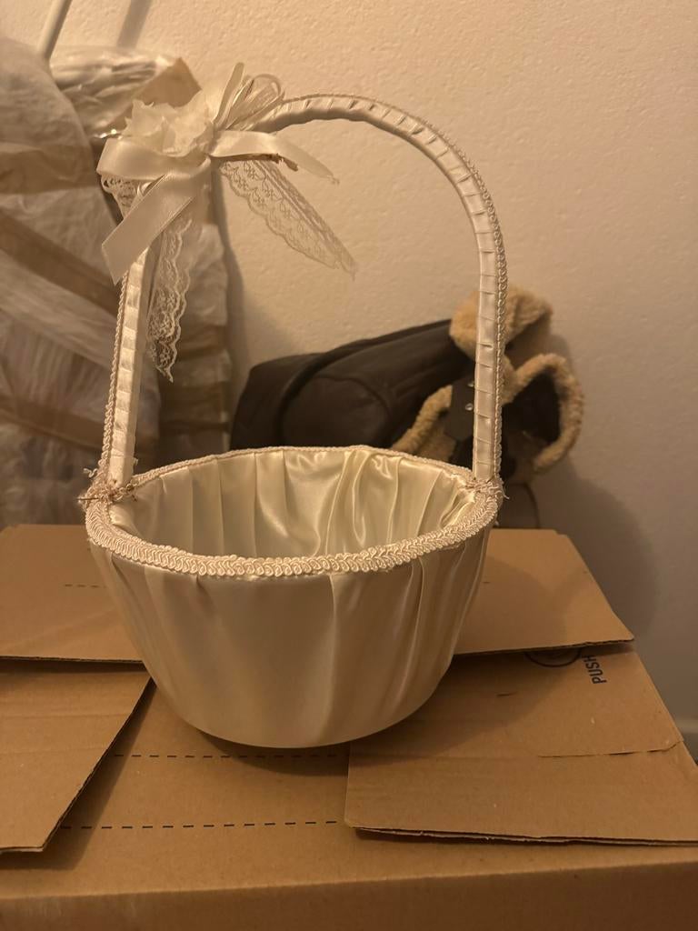 Witte mand met hendel - klein formaat, Overige materialen, Gebruikt, Wit, Ophalen of Verzenden