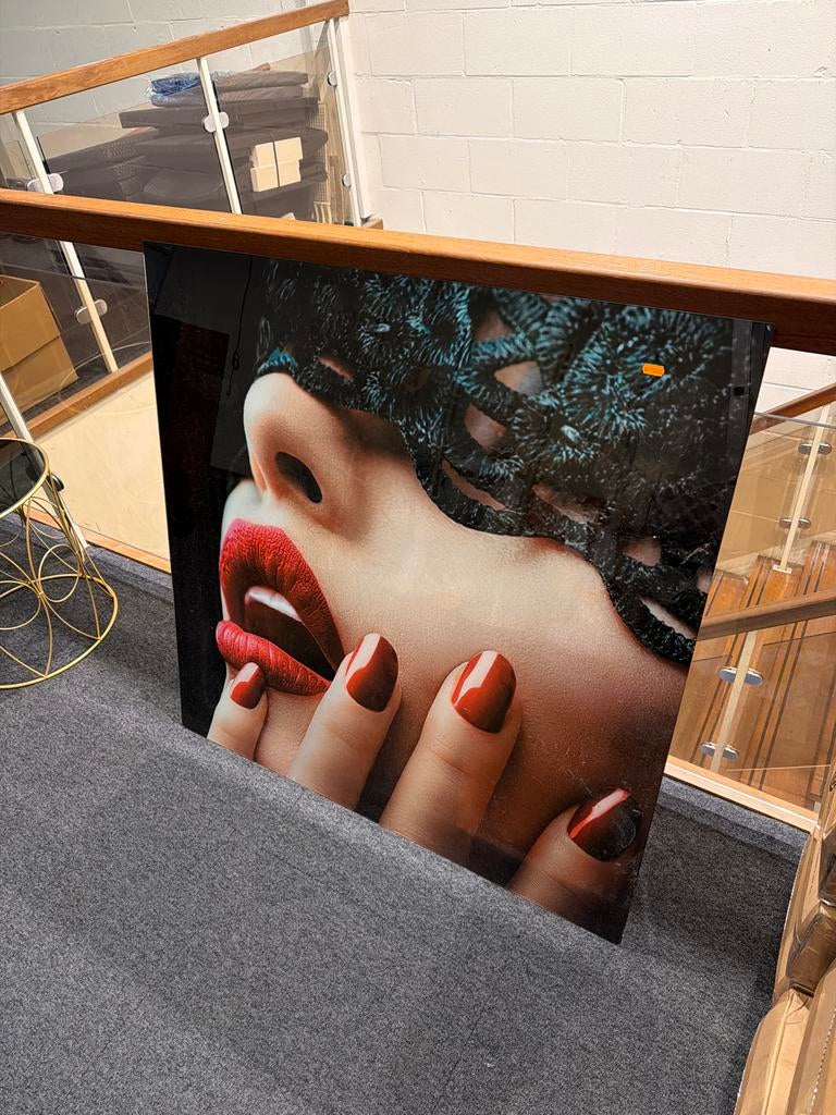 Glazen schilderij met vrouwelijk portret, Antiek en Kunst, Kunst | Tekeningen en Foto's, Ophalen of Verzenden