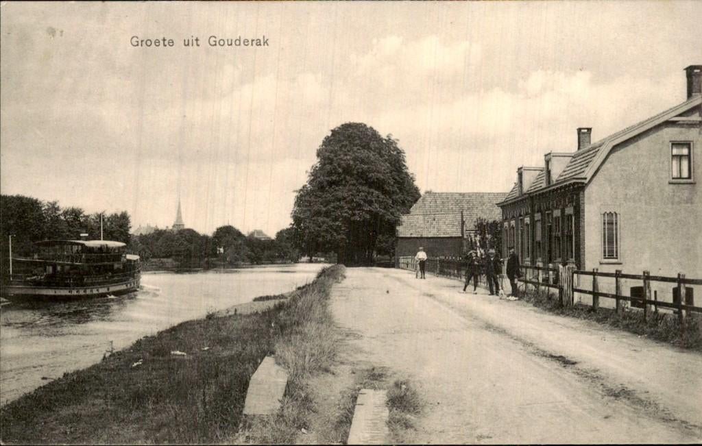 Gouderak - Oeverweg - Huizen, Ophalen of Verzenden, Voor 1920, Gelopen, Zuid-Holland