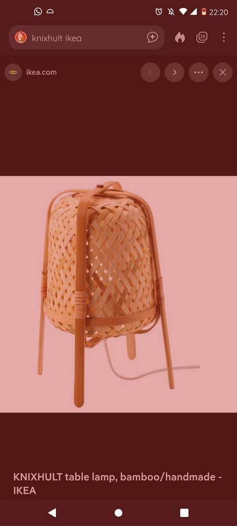 Bamboe lamp van ikea, Ophalen of Verzenden, Zo goed als nieuw, Minder dan 50 cm