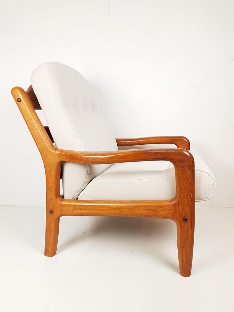 Vintage dyrlund fauteuil nieuw gestoffeerd wollen stof creme, ., Vintage, Dyrlund, 75 tot 100 cm