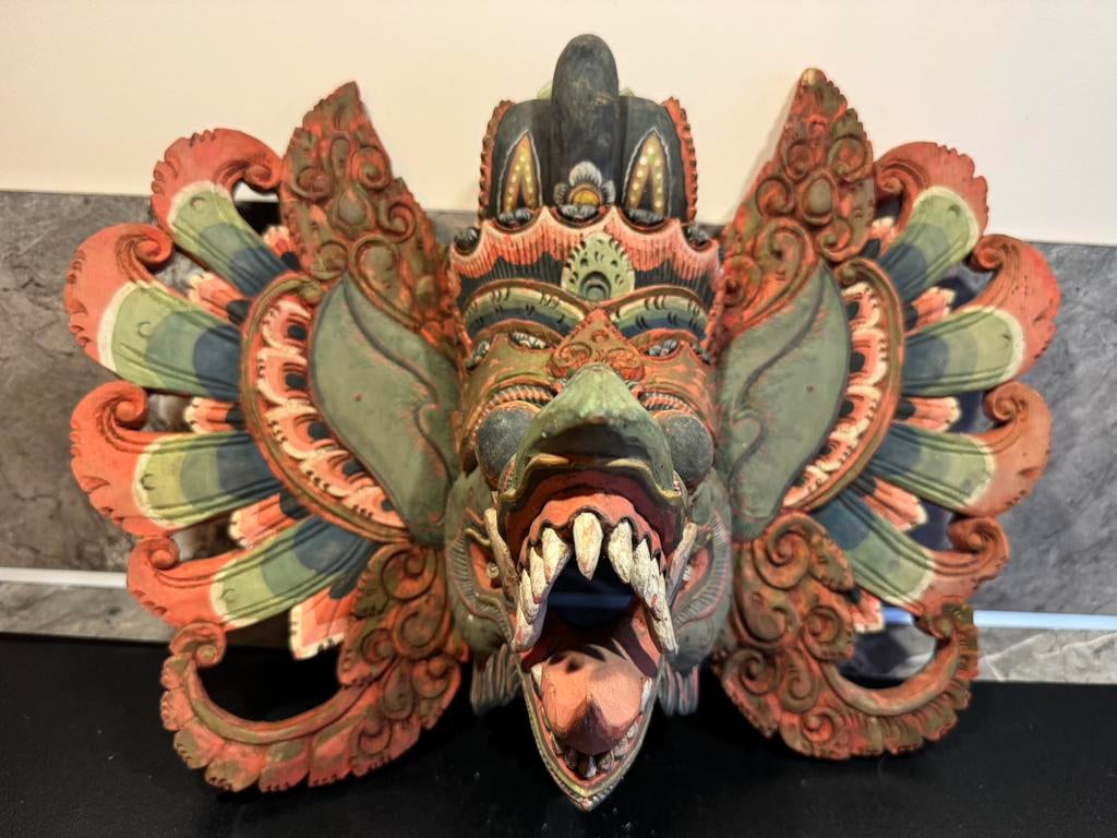 Antiek hand gesneden Balinees Barong Masker, Ophalen of Verzenden