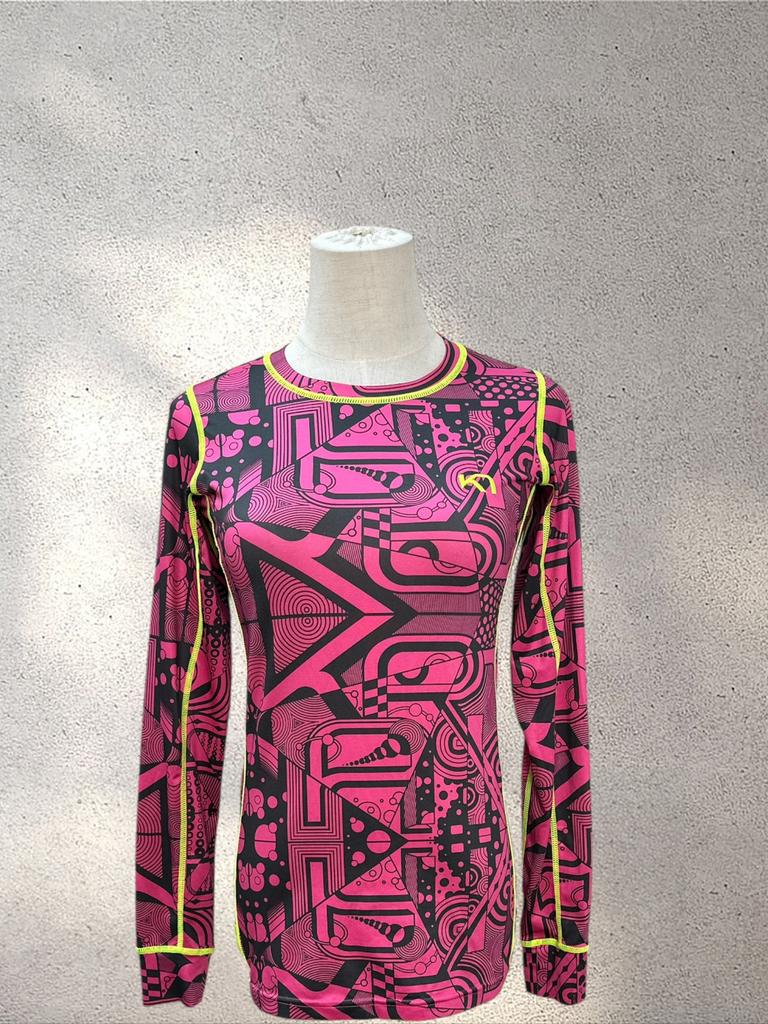 Kari Traa Pink Graphic Stretch Base Layer Top Sportswear S, Kleding | Dames, Tops, Zo goed als nieuw, Roze, Ophalen of Verzenden