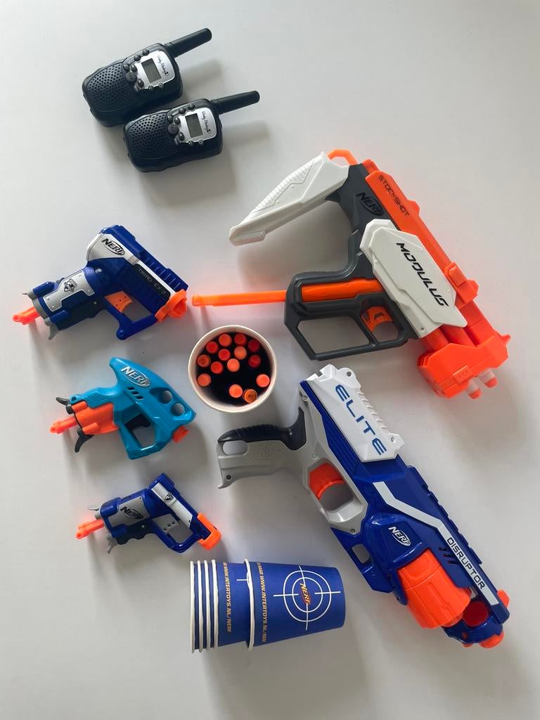 NERF collectie, 5 stuks plus walkie talkies., Ophalen of Verzenden, Zo goed als nieuw