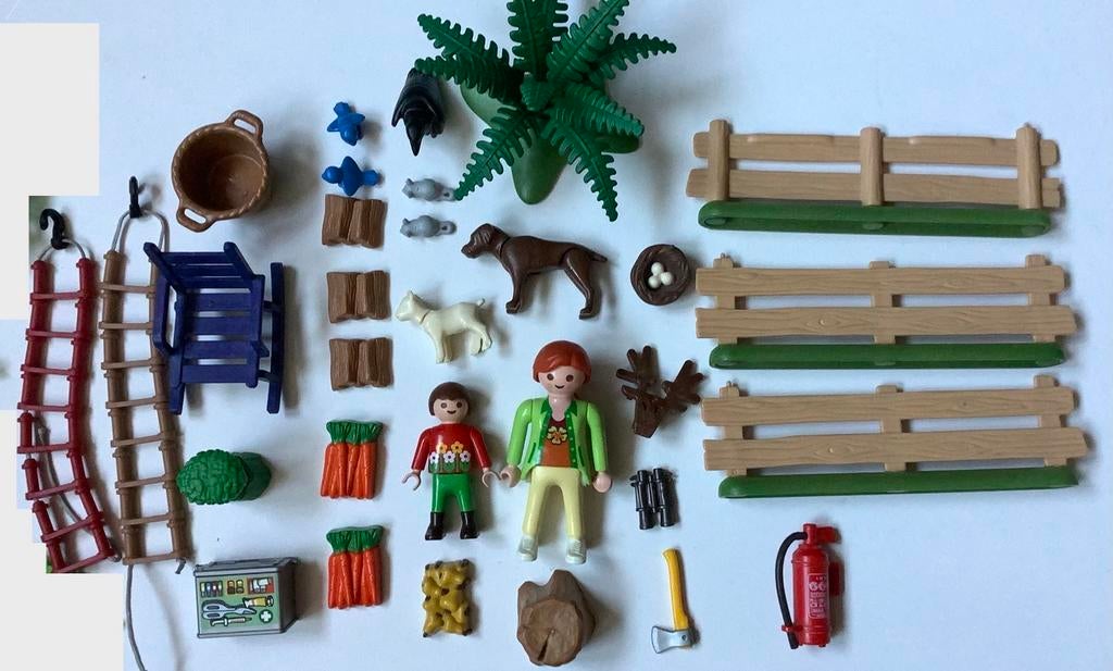 Playmobil onderdelen 4207 boswachter huis dieren hek eten, Ophalen, Zo goed als nieuw