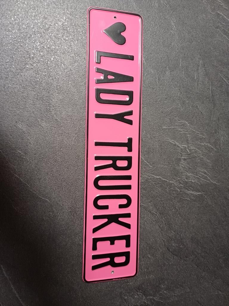 Lady Trucker nummerplaat - Roze decoratieplaat, Auto diversen, Ophalen of Verzenden, Zo goed als nieuw